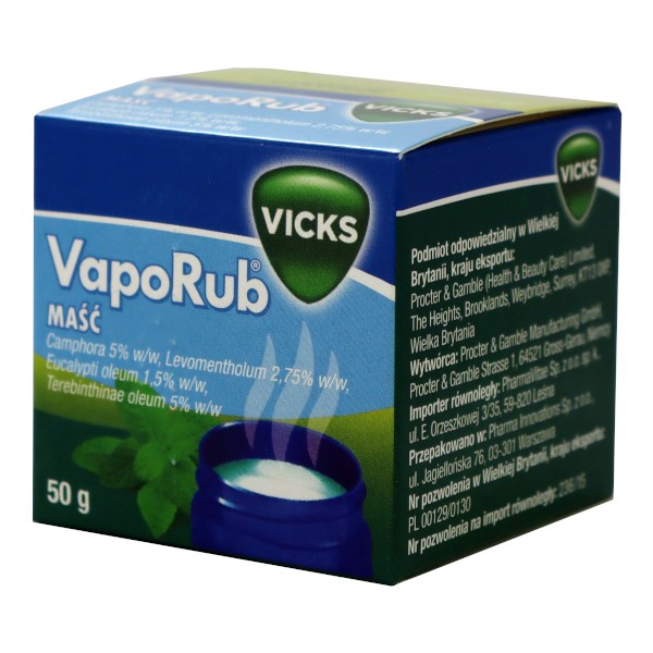 Maść Vicks Na Co Pomaga Vicks VapoRub, maść, 50 g (import równoległy) | Apteline.pl