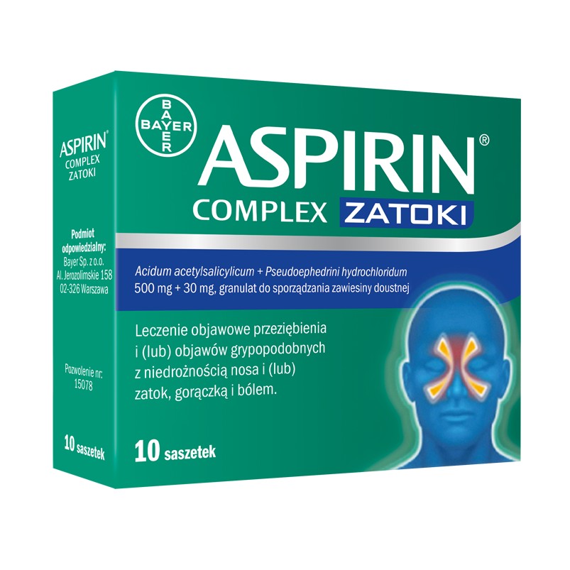 Aspirin Complex Zatoki, 500 mg + 30 mg, granulat, 10 saszetek Apteline.pl