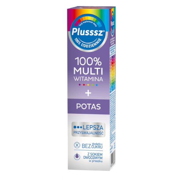 Plusssz 100% Multiwitamina + Potas, 20 tabletek musujących | Apteline.pl